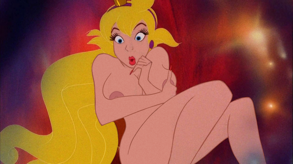 1girls blonde_female blonde_hair covering_breasts dragon's_lair gan_(artist) naked nude princess_daphne