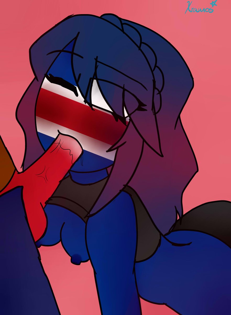 1boy 1girls colombia_(countryhumans) costa_rica_(countryhumans) countryhumans countryhumans_girl cum fellatio female penis xramos