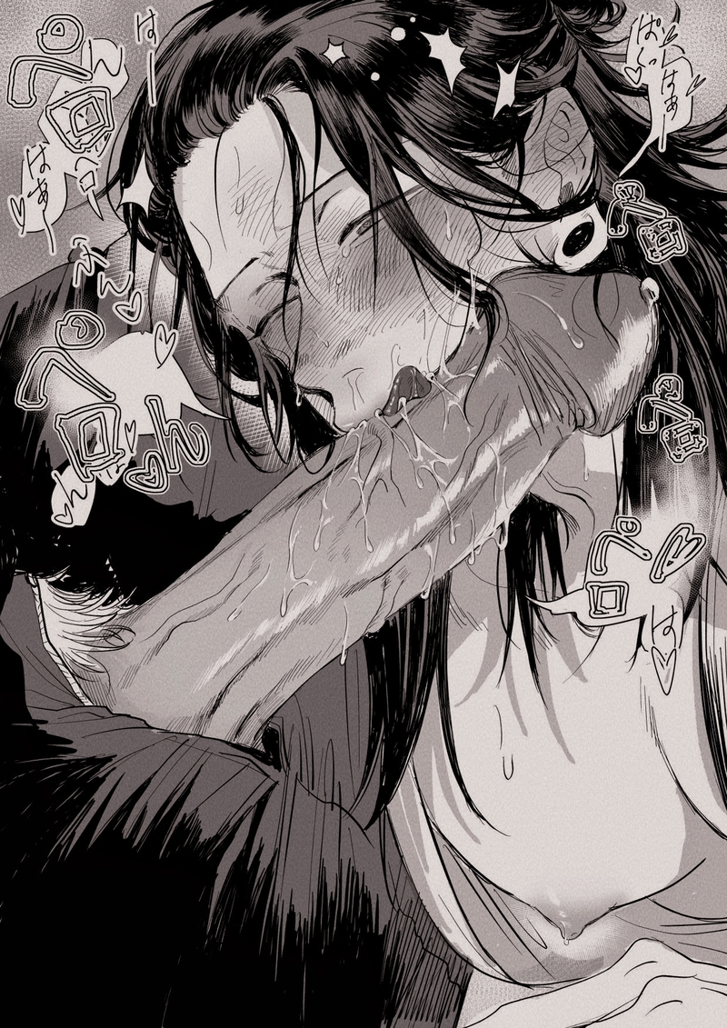 2boys, big penis, blowjob, blush, blush lines, bodily fluids, clothing, fellatio, gay, jujutsu kaisen, male, male focus, male only, male/male, monochrome, nipples, oral, oral sex, penis, pubes, pubic hair, saliva, satoru gojo, suguru geto, text, tongue, vein, veiny penis, yaoi, zhouyu123123123