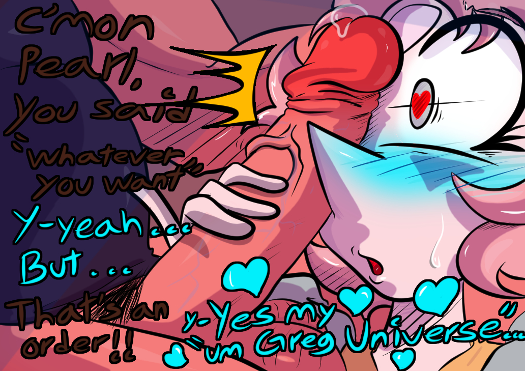 age_difference alien_girl artlaccer_(artist) big_penis dialogue english_text fat_man forced gem_(species) greg_universe hand_on_head hand_on_penis heart-shaped_pupils nervous pearl_(steven_universe) penis_on_face precum precum_bubble steven_universe steven_universe:_the_movie younger_female