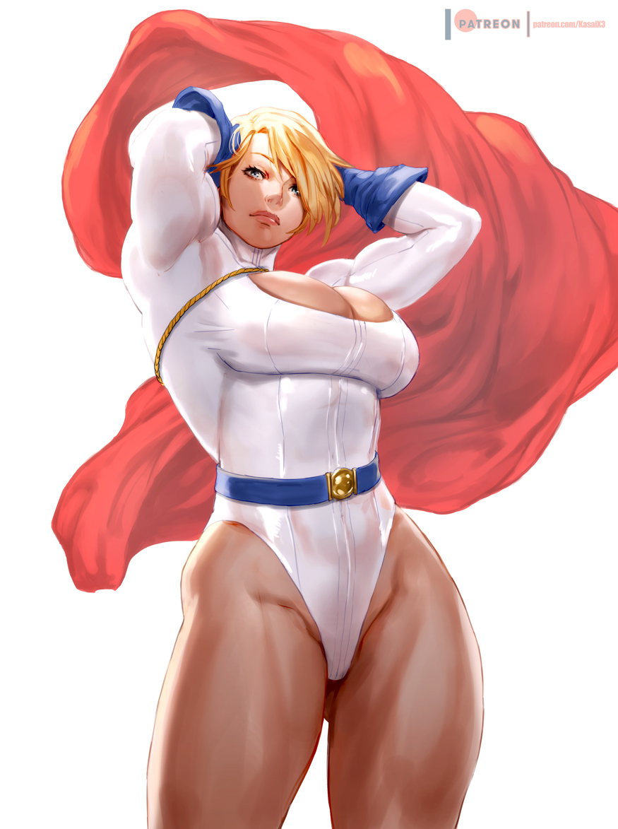 1girls big_breasts breasts dc dc_comics female female_only kara_zor-l karen_starr kasai_x3 large_breasts lejeanx3 muscles muscular muscular_female power_girl solo superman_(series) thick_thighs wide_hips