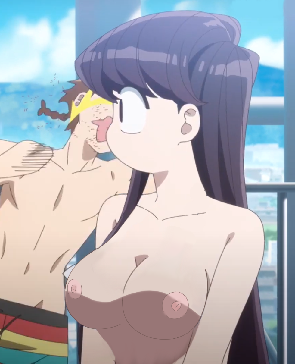 breasts, chibi, dark hair, dark purple hair, edit, edited, edited screencap, female, komi shouko, komi-san wa komyushou desu, no mouth, purple eyes, screenshot edit, shy
