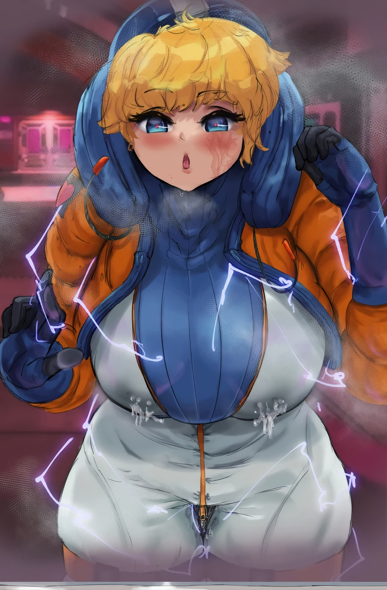 1girls, apex legends, ass, ass expansion, big breasts, blurred background, blurry background, body transformation, breast expansion, breast growth, breast growth (enlargement), breasts, bursting breasts, bursting butt, bursting clothes, expansion, female, figure transformation, growth, heart-shaped pupils, horny, horny female, hourglass figure, lactation, lactation through clothes, lichtenberg figure, milking breasts, orgasm, pussy, pussy juice drip, pussy juice drip through clothes, pussy juice stain, pussy juice string, pussy juice trail, scar, skin tight, skin tight suit, smoke, stretched clothing, thick, thick ass, thick hips, thick legs, thick thighs, tight clothes, tight clothing, tight pants, transformation, wattson (apex legends)