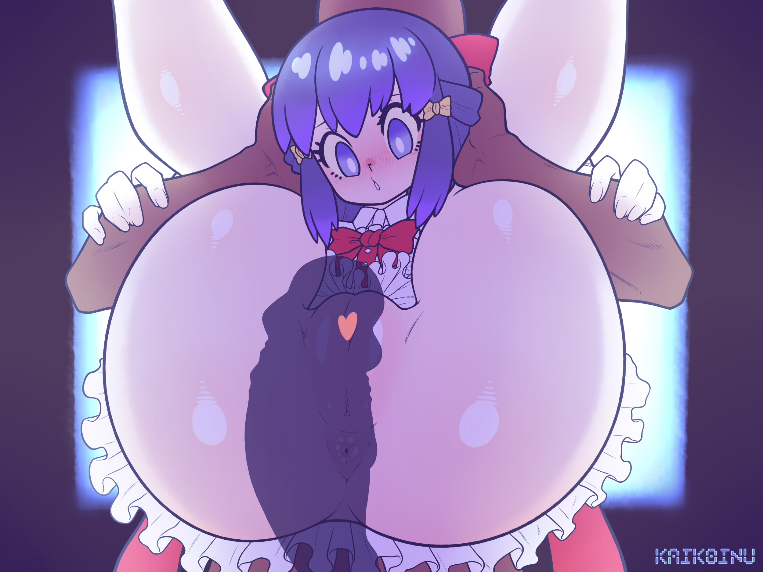 1boy, 1girls, anus, ass, big ass, big butt, big penis, blue eyes, blue hair, blush, bottomless, censored, dark skin, dark-skinned male, dawn (pokemon bdsp), dawn (pokemon), dress, female, full nelson, heart censor, huge cock, imminent sex, kaikoinu, large ass, large penis, long hair, male, nintendo, no panties, penis, pokemon, pokemon bdsp, pokemon dppt, pussy, scarf, thick thighs, thighs, transparent body