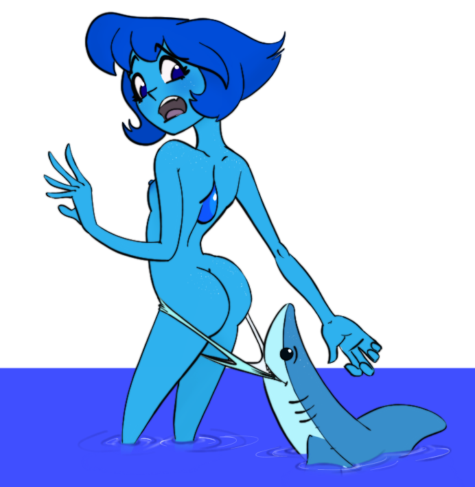 ass blue_eyes blue_hair blue_skin breast confused lapis_lazuli_(steven_universe) panty_pull shark spacechoochoo steven_universe