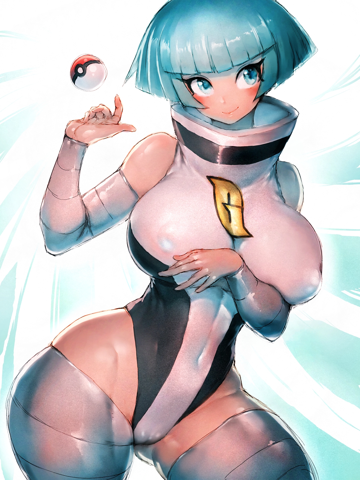 1girls, alternate breast size, big breasts, breasts, cameltoe, female, female only, fumio (rsqkr), large breasts, nipple bulge, pokemon, pussy, solo, team galactic, team galactic grunt, team galactic grunt (female), thick thighs, wide hips
