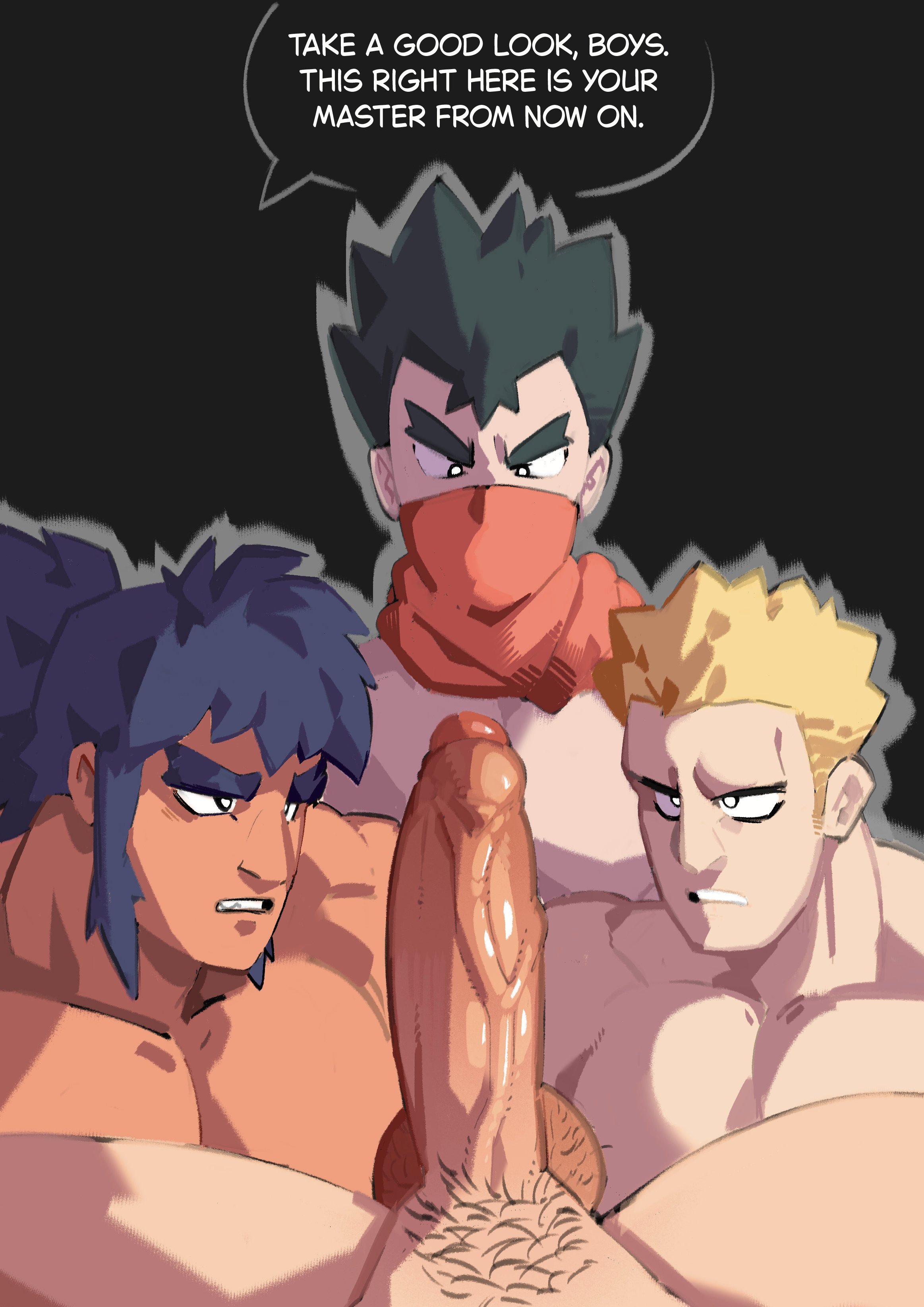 4boys, angry face, ass focus, bara, big ass, black and white, branded, bruno (pokemon), captured hero, captured male, cock shock, cock worship, cumdump, daspurplesong, dialogue bubble, dominant male, gay, gay harem, gay male, giovanni (pokemon), harem, imminent sex, koga (pokemon), looking at viewer, looking back, looking back at viewer, lt surge, male only, master and slave, meat toilet, men only, multiple boys, muscular male, muscular maleherm, pokemon, pubic hair, sex slave, tagme, tattoo, tattoo on butt, team rocket, thong, throne, wine glass, yaoi