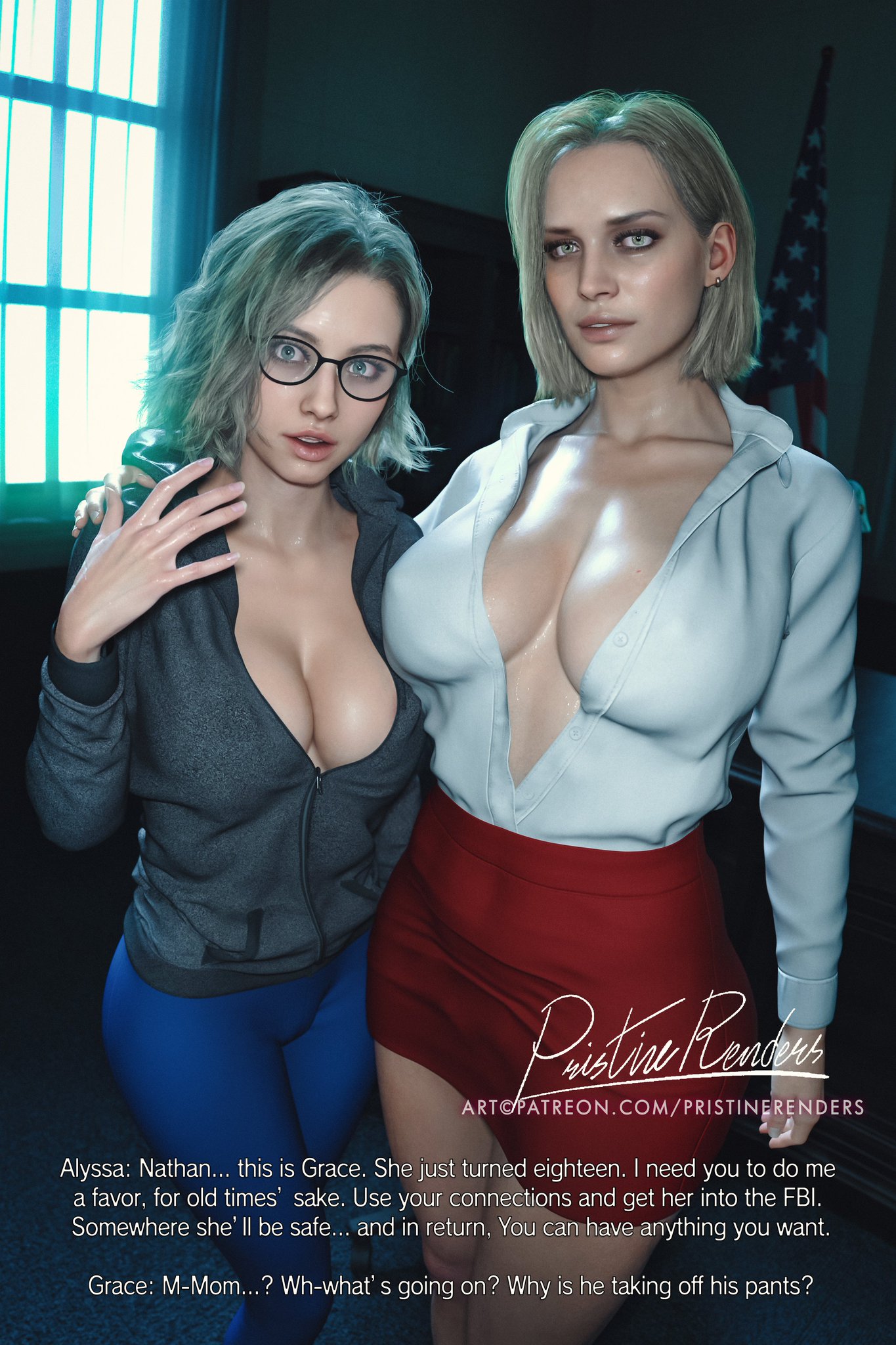 2girls, 3d, alyssa ashcroft, alyssa ashcroft (kate delic), big ass, big breasts, big thighs, breasts, capcom, curvaceous, curvy, curvy figure, daughter, female, grace ashcroft, grace ashcroft (julia pratt), hips, hourglass figure, huge ass, huge breasts, huge thighs, large ass, large breasts, large thighs, light skin, light-skinned female, mature, mature female, mother, mother and daughter, pristinerenders, resident evil, resident evil 9: requiem, slim waist, thick, thick hips, thick legs, thick thighs, thighs, voluptuous, waist, wide hips