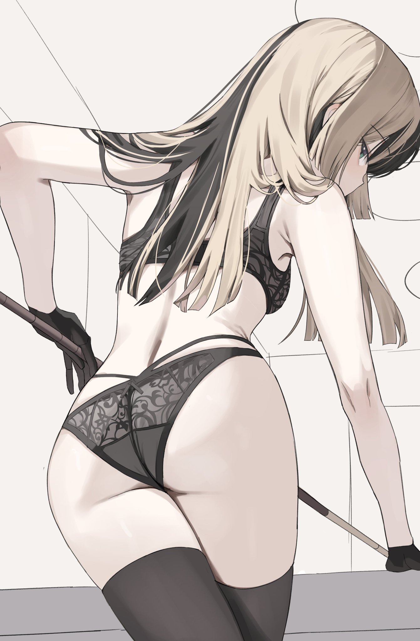 1girls, ass, ass focus, back, butt, female, hololive, hololive dev is, hololive japan, hololive regloss, juufuutei raden, lingerie, lingerie only, long hair, savior4429, scarlet (wv0102), solo, two-tone hair, virtual youtuber, vtuber
