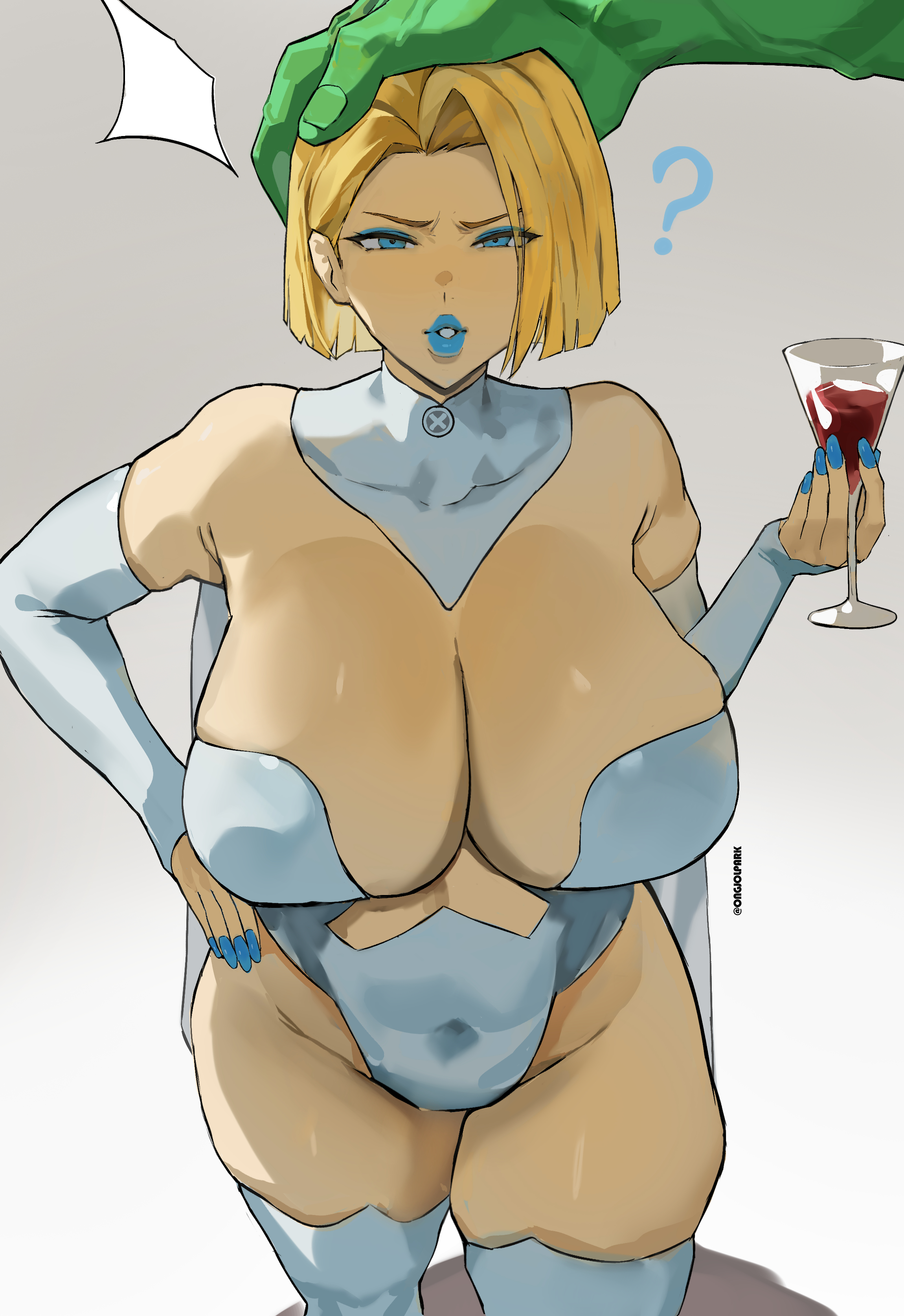 1girls, breasts, emma frost, female, female focus, large breasts, light skin, light-skinned female, marvel, ongjolpark, thick thighs, thighhighs, thighs, wide hips, x-men