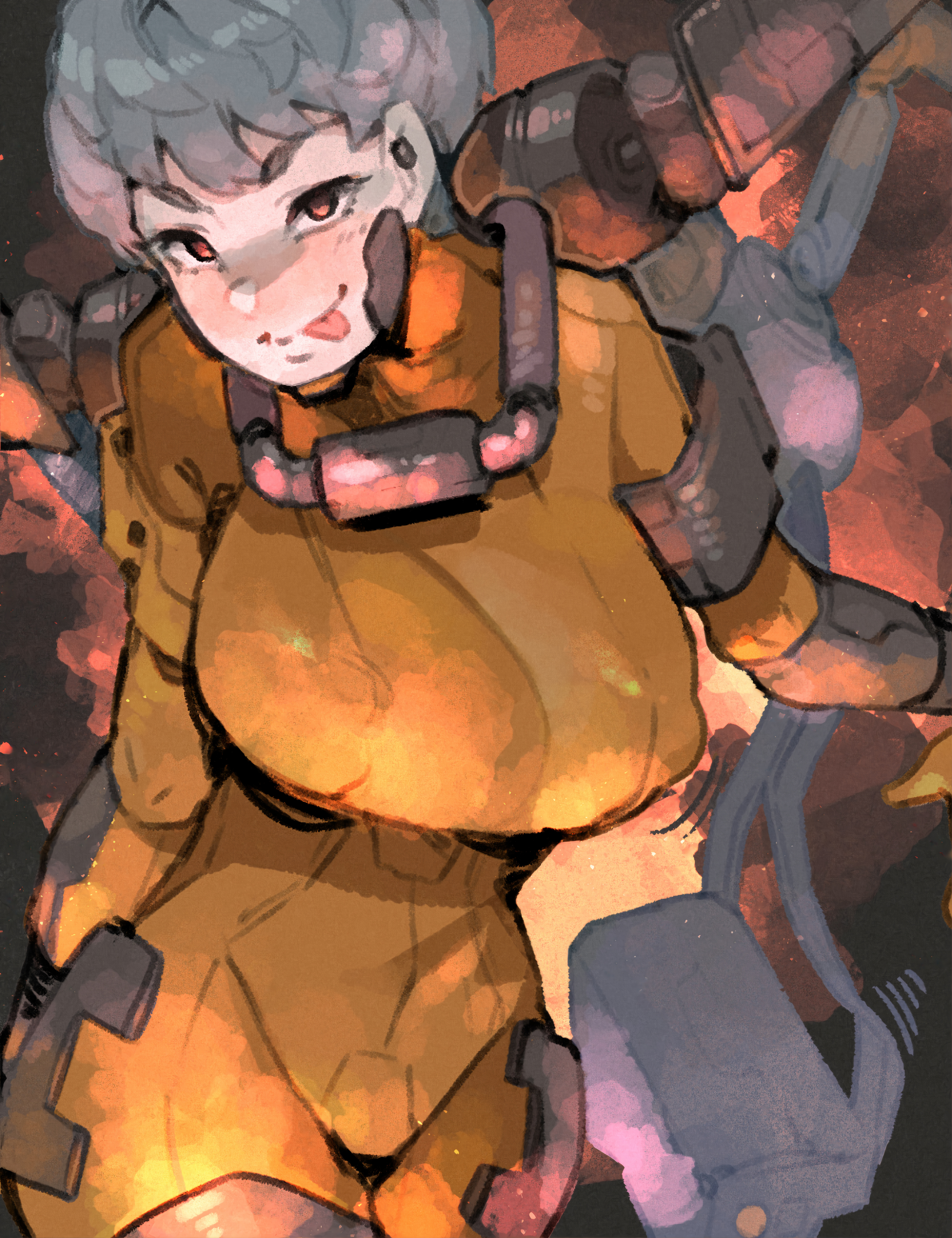 2d, apex legends, ass, author: たわわ製麺所, big ass, big breasts, big butt, breast squish, breasts, female, looking at viewer, makingtawawa, nipple bulge, nipples visible through clothing, smug, smug face, smug grin, thigh highs, tight clothes, tight clothing, tight pants, tights, valkyrie (apex legends)