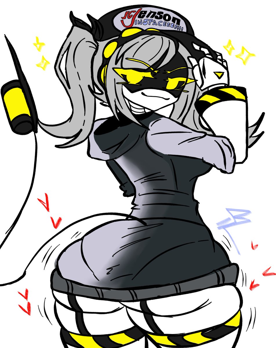 1girls ass ass_focus butt butt_focus female female_focus female_only grey_hair hearts j_(murder_drones) murder_drones robot robot_girl robot_humanoid sexy_female sexy_pose smirk solo solo_female solo_focus tail white_background yellow_eyes