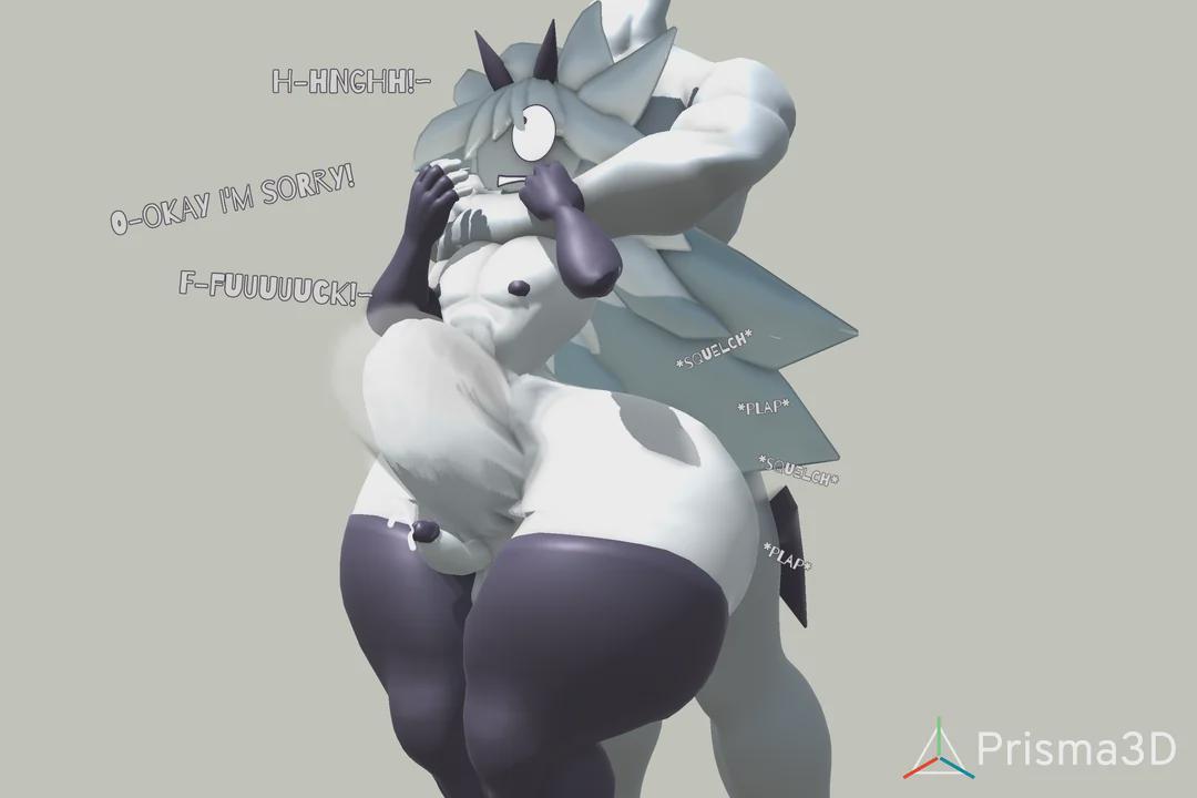 3d, 3d (artwork), anonymous male, big ass, big thighs, bottom heavy, edward (fundamental paper education), fundamental paper education, huge ass, prisma3d, stomach bulge, stomach deformation, thick ass, thick thighs, thighhighs, toony