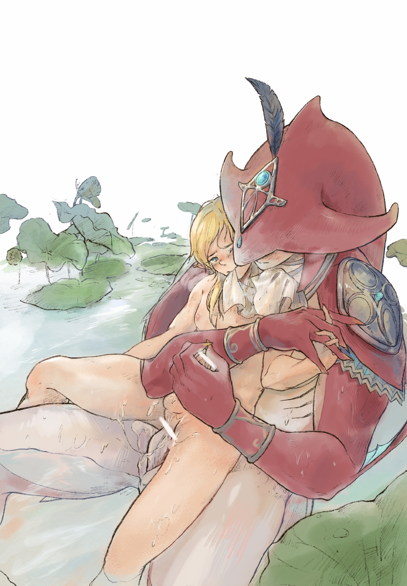 breath of the wild, handjob, link, link (breath of the wild), male, male only, penetration, sidon (zelda), size difference, tagme, the legend of zelda, wsue, yaoi