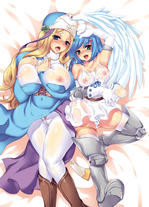 bed blush breasts hips melpha nanael nipples queen's_blade queen's_blade sanshoku_amido see-through wide_hips