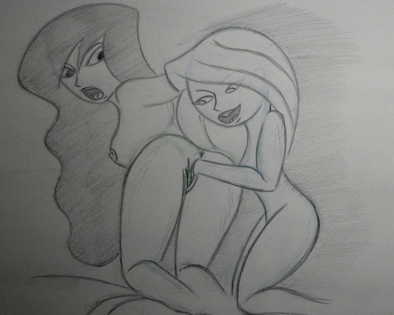 disney female female_only human kim_possible kimberly_ann_possible monochrome multiple_females nipples pussy shego straight_hair tagme yumibow yuri