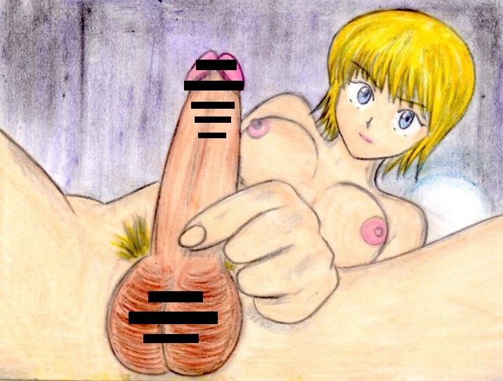 1futa 1girls big_penis blonde_hair blonde_pubic_hair blue_eyes breasts censored erect_penis erection female female_kurapika finger_on_penis futa_only futanari goggoggge human hunter hunter_x_hunter inviting kurapika light-skinned_futanari light_skin looking_at_viewer male_to_futa nude pale_skin rule_63 short_hair shounen_jump solo spread_legs traditional_media_(artwork) wrinkles wrinkly_balls