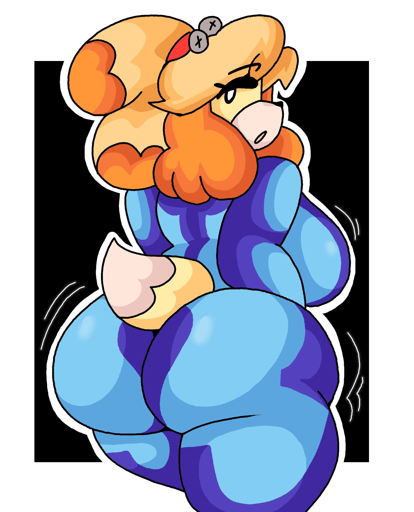 animal crossing, anthro, ass, big ass, big breasts, bodysuit, breasts, canine, dork boi, female, fur, furry, isabelle (animal crossing), lewd dorky, nintendo, shih tzu, wide hips, zero suit, zero suit samus (cosplay)