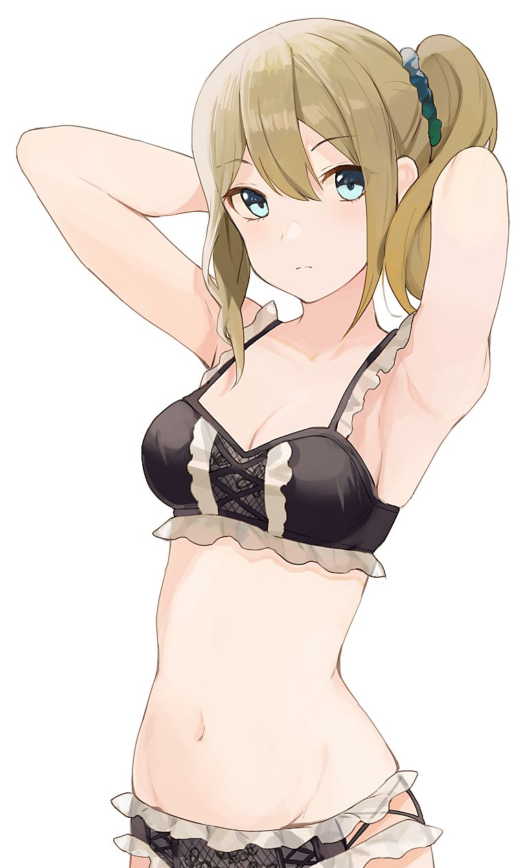 armpit, blonde hair, blue eyes, bra, female, hair ornament, hayasaka ai, hiroki yyqw7151, kaguya-sama wa kokurasetai ~tensai-tachi no renai zunousen~, lace, lace panties, lingerie, maid, panties, shaved, underwear
