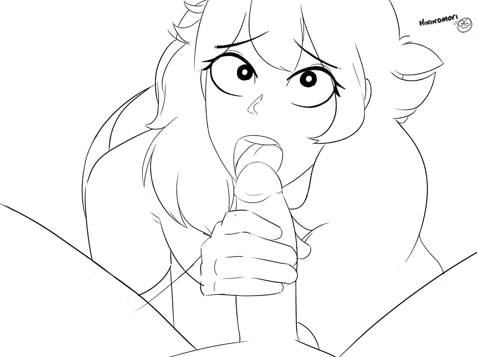 1boy, 1girls, animated, anon, black and white, blowjob, crotch, face focus, fellatio, female, female focus, hikikomori (artist), jaiden, jaiden animations, jaidenanimations, licking penis, line art, looking at viewer, male, monochrome, nervous, open mouth, penetration, penis, penis in mouth, pov, signature, youtube, youtuber