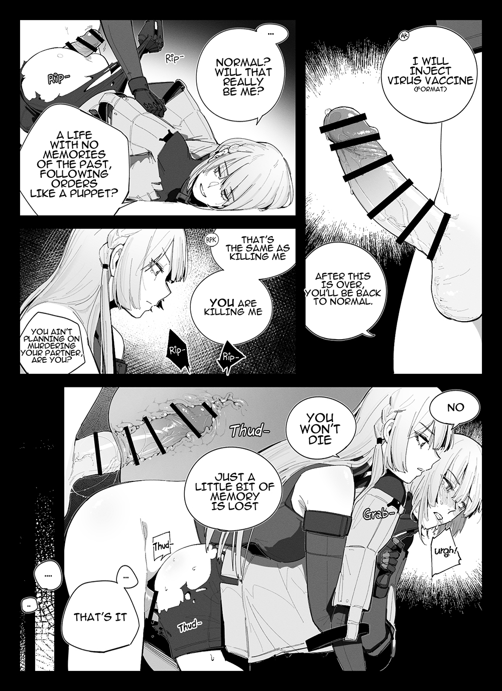1futa 1girls ak-15_(girls'_frontline) all_fours bar_censor blush bottomless censored closed_mouth clothed clothing comic cross_section dialogue doggy_style duo elbow_gloves english_text erection female from_behind futa_with_female futanari girls'_frontline gloves greyscale highres hug hug_from_behind human huqu intersex korean_commentary long_hair medium_hair monochrome multiple_girls partially_clothed penis penis_on_ass precum profile rape rpk-16_(girls'_frontline) sex sex_from_behind text top-down_bottom-up torn_clothes vaginal_penetration wide-eyed x-ray