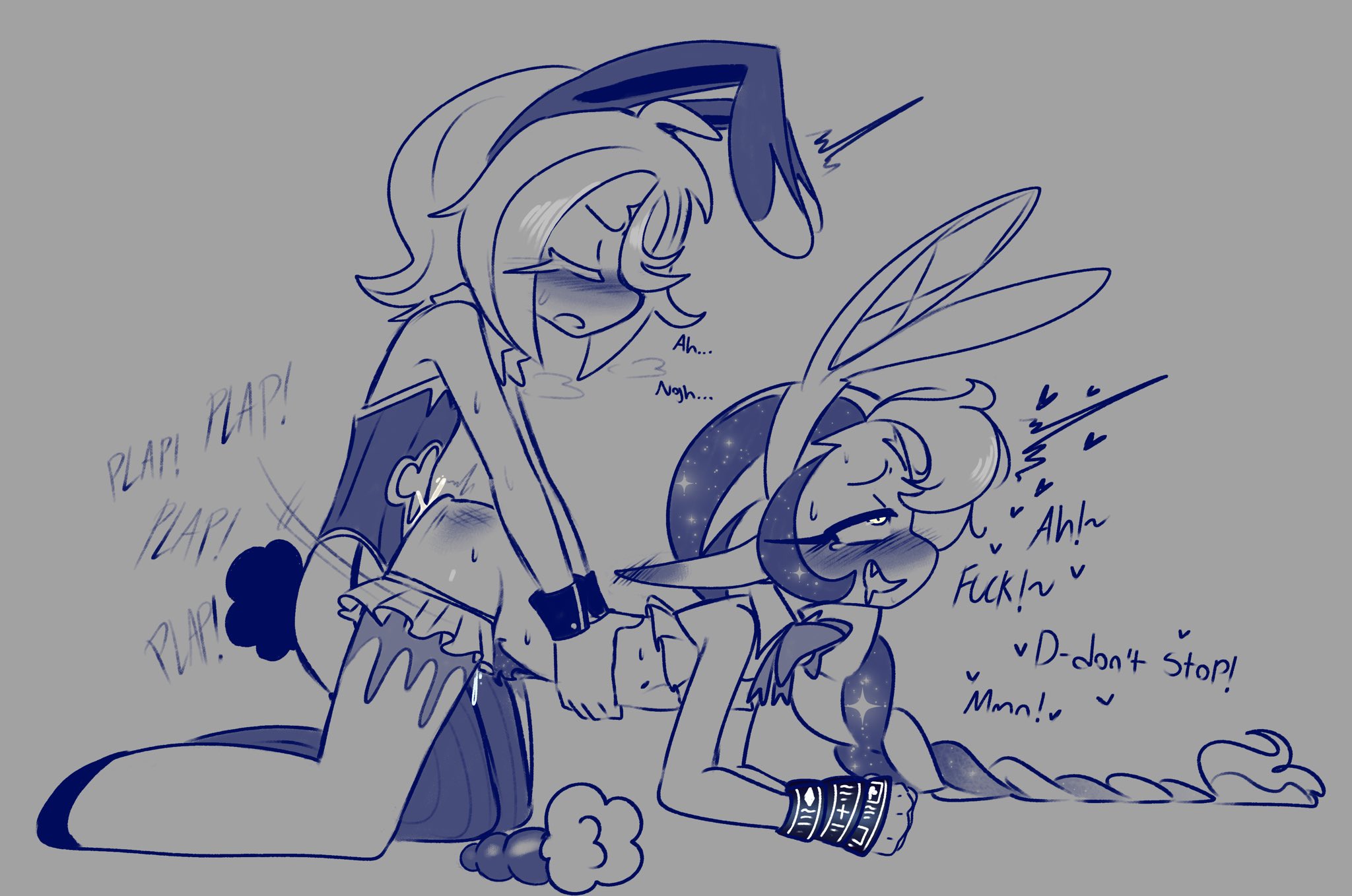 angry, begging for more, begging to not stop, blushing, blushing ears, bound, bound hands, bound wrists, bunny ears, bunnysuit, cookie run, cookie run kingdom, cuntboy, doggy style, dominant top, elf ears, floofierun, moaning, moaning in pleasure, penetration, plap, plap (sound), pure vanilla cookie, sage of truth, shadow milk cookie, submissive top, tagme, tail plug, truthless recluse, waist grab