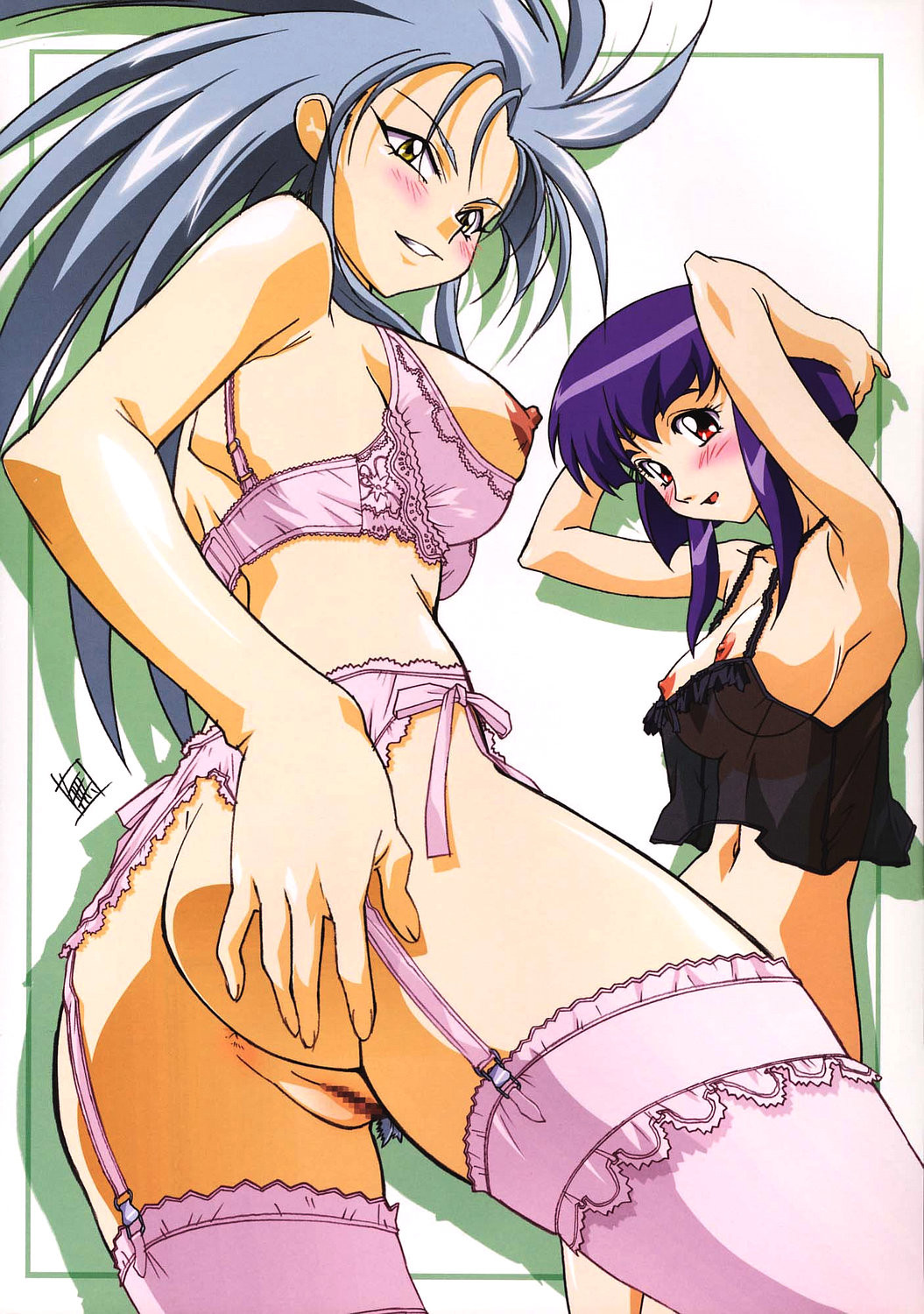 ass ayeka_masaki_jurai breasts censored dat_ass female long_hair ryoko_hakubi tagme tenchi_muyo!