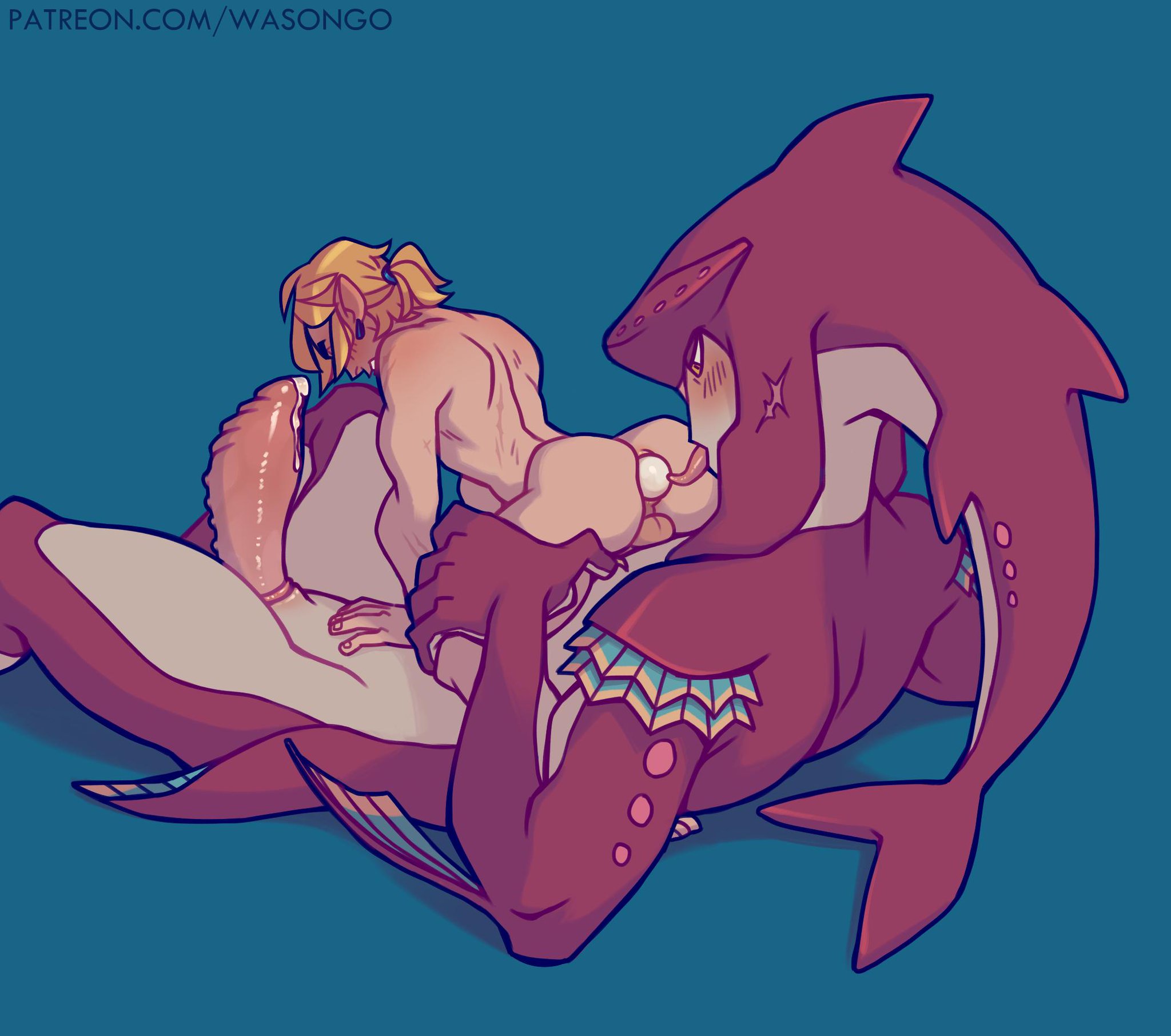 2boys, 2d, anal, anal object insertion, anal penetration, anal sex, ass, ass focus, ass up, big, big ass, big butt, big penis, blonde hair, breath of the wild, color, colored, dominant, dominant male, domination, egg, egg in ass, erect penis, erection, gay, gay anal, gay domination, gay male, gay sex, hair, hair ornament, link, link (breath of the wild), male, male only, male penetrating, male penetrating male, male/male, penetration, prince sidon, sidon (zelda), size difference, submissive, submissive male, the legend of zelda, uncensored, wasongo, yaoi