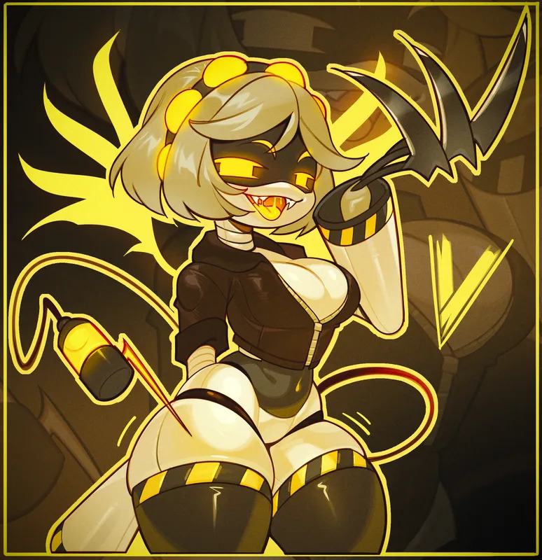 1girls, boobs, claws, female, female focus, female only, murder drones, robot, robot girl, sexy female, solo, solo female, solo focus, tongue out, v (murder drones)