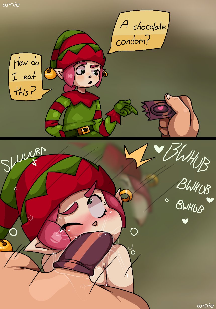 artist_request brawl_stars cheek_bulge condom condom_on_penis condom_wrapper condom_wrapper_in_mouth female lewd_piper male oral penis penny_(brawl_stars) source_request tagme