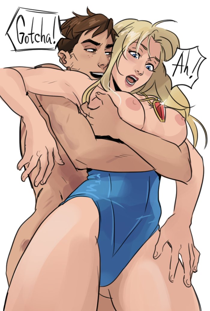 about to pound the fuck outta em, armpits, arms around torso, arms under breasts, artist request, bare shoulders, big ass, big breasts, blonde, blonde blazer, blonde female, blonde hair, blonde hair female, blonde-haired female, blue eyes, breasts out, bruised, curvaceous, curvaceous body, curves, curvy, curvy body, curvy female, curvy figure, darina (artist), dispatch (game), english text, exposed breasts, female, fit female, fit male, from behind, groping breasts, hero, hero costume, heroine, hourglass figure, hugging, hugging breasts, hugging from behind, imminent sex, leotard, looking at partner, looking back, male/female, mostly nude, robert robertson, scars, shirt down, shocked expression, smiling at partner, superhero, superheroine, swimsuit, talking to partner, text, thick, voluptuous, voluptuous female, wakipai, wholesome, wholesome nudity