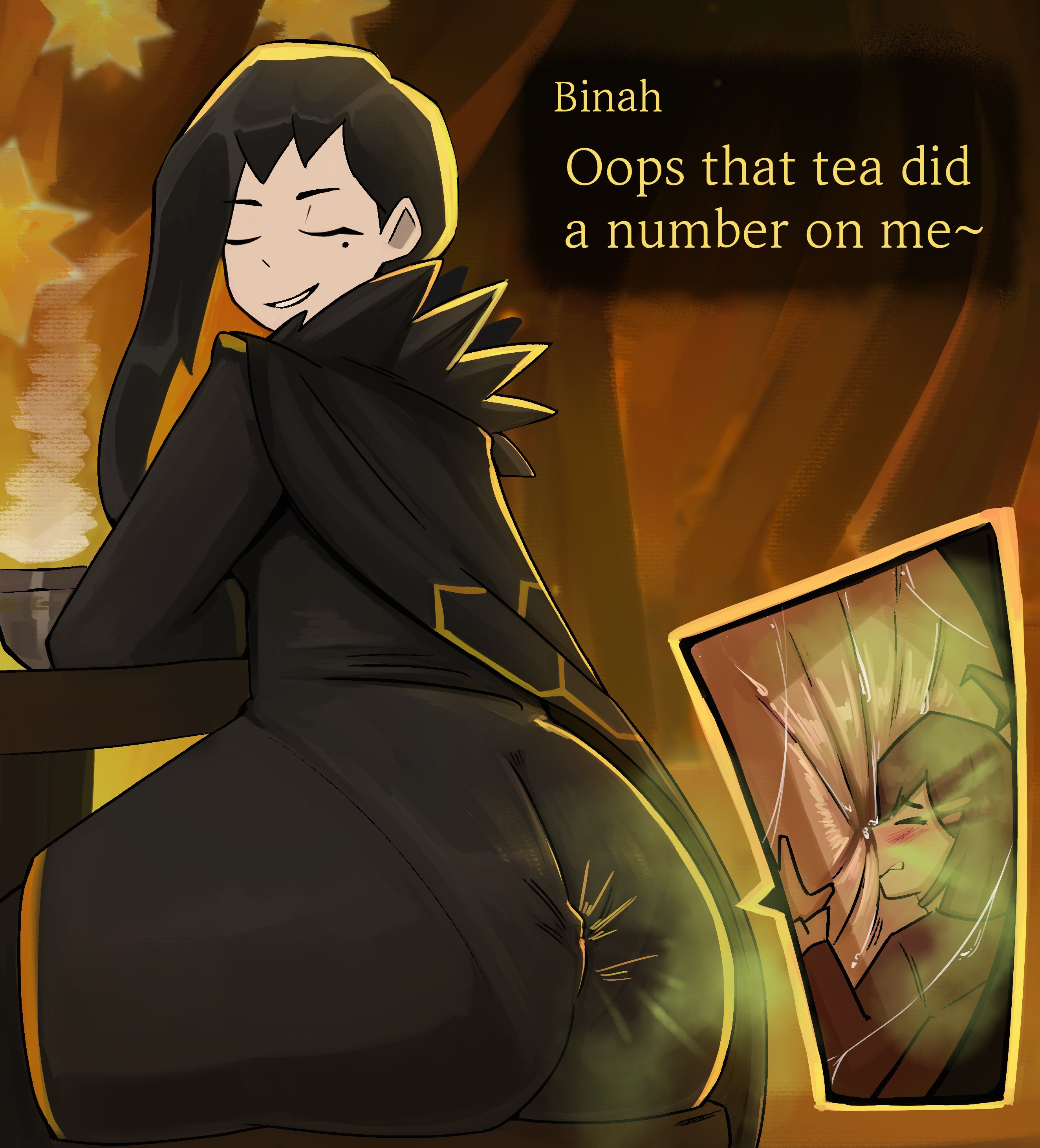 2girls, ass, big ass, big butt, binah, binah (lobotomy corporation), fart, fart fetish, fat ass, giant female, giantess, hod (lobotomy corporation), huge ass, library of ruina, lobotomy corporation, project moon, size difference, tagme, veruveru21