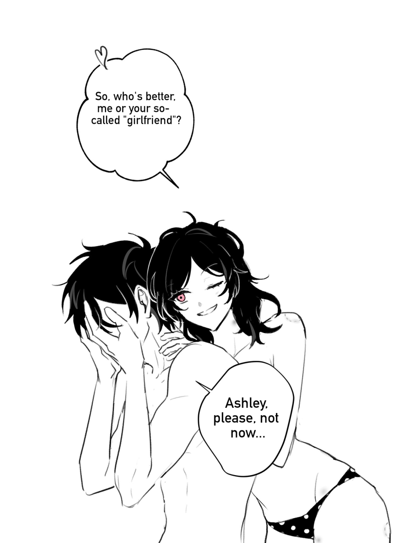 1boy, 1girls, after sex, andrew graves, ashley graves, brother and sister, incest, incest (lore), leyley, pink eyes, suggestive, the coffin of andy and leyley, young, younger female
