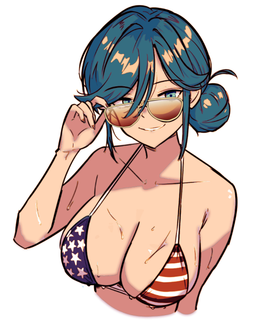 american flag bikini, bikini, breasts, glasses, naomi "bluebird" kennedy, tagme, we love cold war