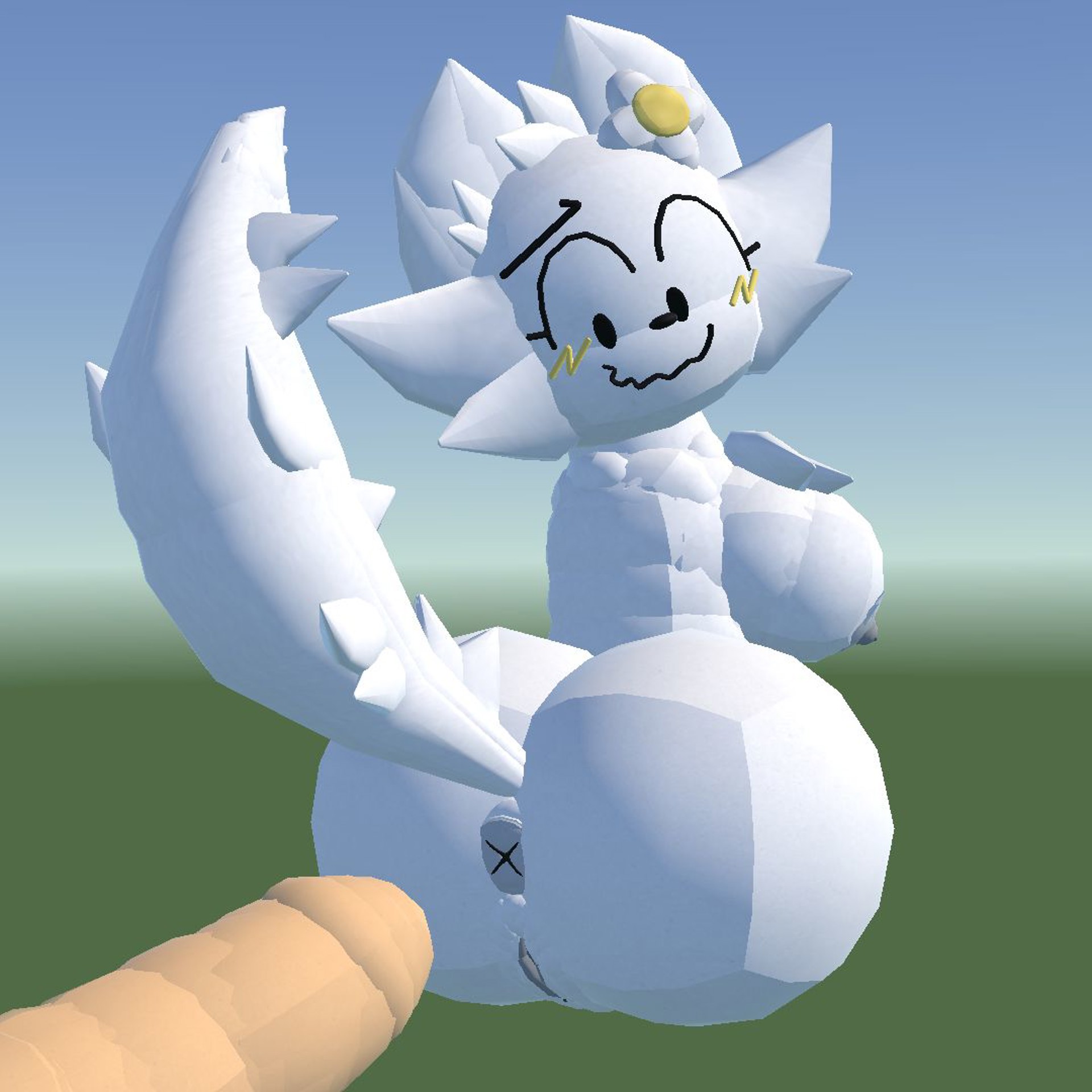 :3, 3d, 3d (artwork), anus, anus focus, ass, ass bigger than head, ass focus, asshole, asshole focus, blush, blush lines, breasts, bubble ass, bubble butt, chest tuft, cock, crooked smile, dick, erect penis, flower in hair, fluffy tail, furry, furry female, furry only, furry tail, high quality, huge cock, humanoid penis, limbless, looking back, looking back at penis, looking nervous, macro male, micro female, micro on macro, nervous, nervous expression, nervous face, nervous female, nervous smile, nipples, penis, perfect ass, pointy nipples, pussy, pussy peek, rec room, self upload, shaded, showing ass, smooth ass, sunny (melodynotmel), syntholsoul, tail, tongue, tongue out, vagina, white penis