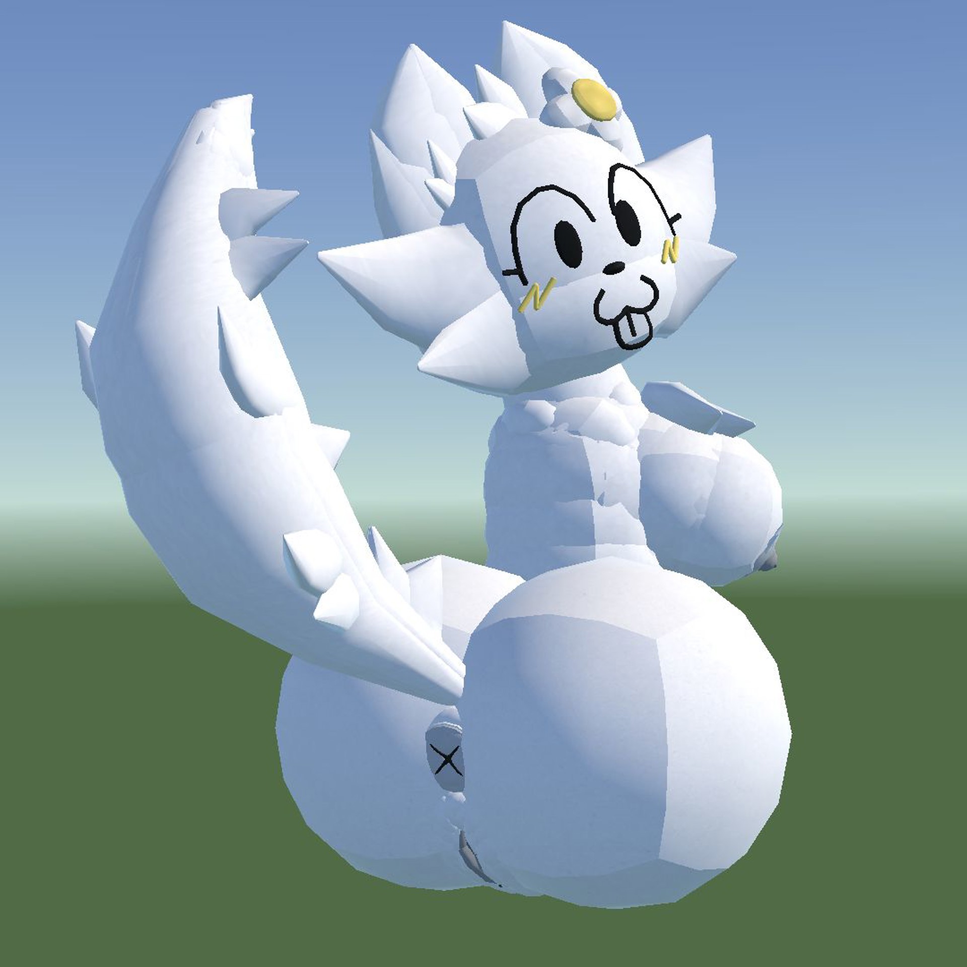 :3, 3d, 3d (artwork), anus, anus focus, ass, ass bigger than head, ass focus, asshole, asshole focus, blush, blush lines, breasts, bubble ass, bubble butt, chest tuft, flower in hair, fluffy tail, furry, furry female, furry only, furry tail, high quality, limbless, looking at viewer, looking back, looking back at viewer, nipples, perfect ass, pointy nipples, pussy, pussy peek, rec room, self upload, shaded, smooth ass, sunny (melodynotmel), syntholsoul, tail, tongue, tongue out, vagina