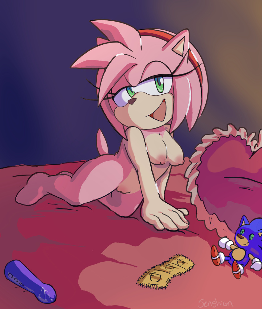 amy rose, female, hedgehog, pink fur, pink hair, plushie, senshion, solo, sonic (series), sonic the hedgehog (series)