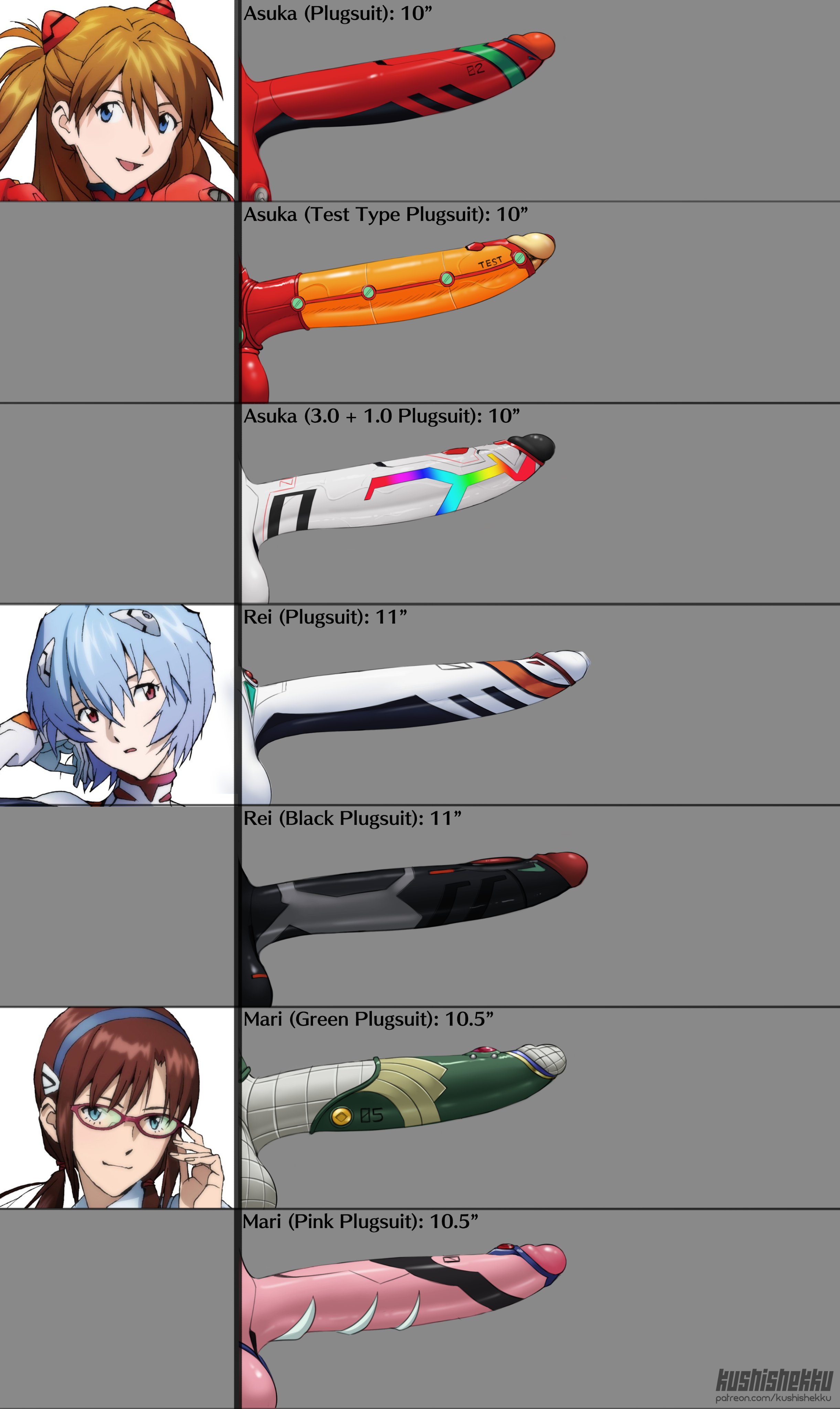 3futas, asuka langley sohryu, balls, big penis, bodysuit, chart, clothing, cock sock, erection, futa only, futanari, genitalwear, glasses, huge cock, human, intersex, kushishekku, light skin, light-skinned futa, mari illustrious makinami, measurements, neon genesis evangelion, penis, penis chart, penis comparison, penis in bodysuit, penis measuring, penis size chart, penis size comparison, plugsuit, rebuild of evangelion, rei ayanami, size chart, size comparison, skin tight, smooth balls, smooth penis, testicles, text, uncensored