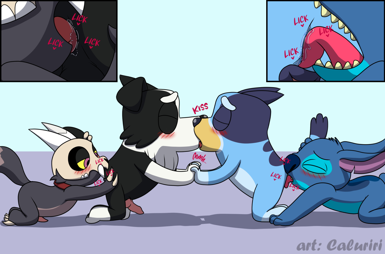 alien, anal, anal oral sex, anal sex, anilingus, anthro, australian cattle dog, bisexual, bluey (series), bluey heeler, blush, border collie, caluriri, canid, canine, canis, cub, cub on cub, domestic dog, experiment 626, female, female cub, furry, king clawthorne, kissing, licking anus, lilo and stitch, mackenzie (bluey), male, male cub, male/female, male/male, oral, oral anal sex, oral sex, penis, rimjob, rimming, rimming male, stitch, stitch (lilo and stitch), the owl house, titan, tongue in anus, young