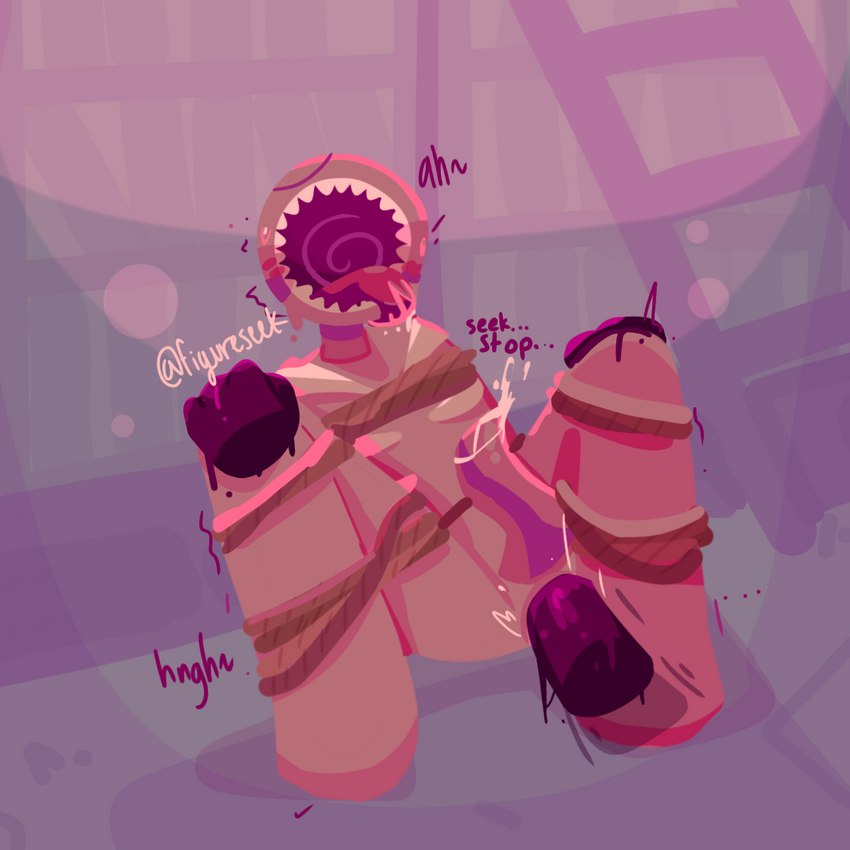 2boys, 2monsters, anal, anal sex, artist name, disembodied penis, doors (roblox), english text, figure (doors), figureseek, gay, gay sex, humanoid, male, male only, male/male, penis, roblox, roblox game, seek (doors), sex, sex anal, sex gay, tagme, text, tied