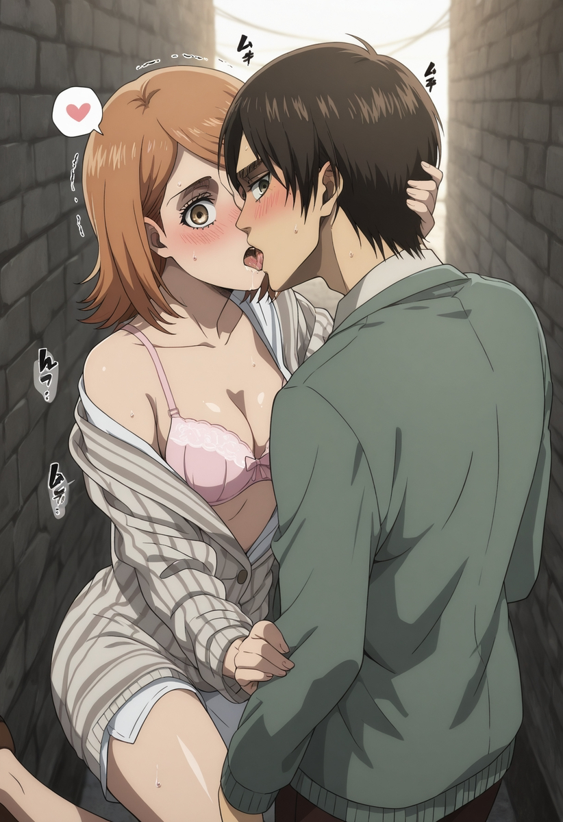 1boy, 1girls, about to have sex, ai generated, attack on titan, before sex, black hair, blush, boobs out, breasts, closed eyes, couple, couple (romantic), couple art, couple focus, couple love, duo, duo focus, embrace, embrace from the behind, embracing, embracing from behind, eren jaeger, female, female/male, hugging from behind, hugging partner, imminent sex, kissing, male, male/female, naked, nude, outside, petra ral, romantic, romantic ambiance, romantic couple, shingeki no kyojin, short hair, straight, wholesome, wholesome nudity
