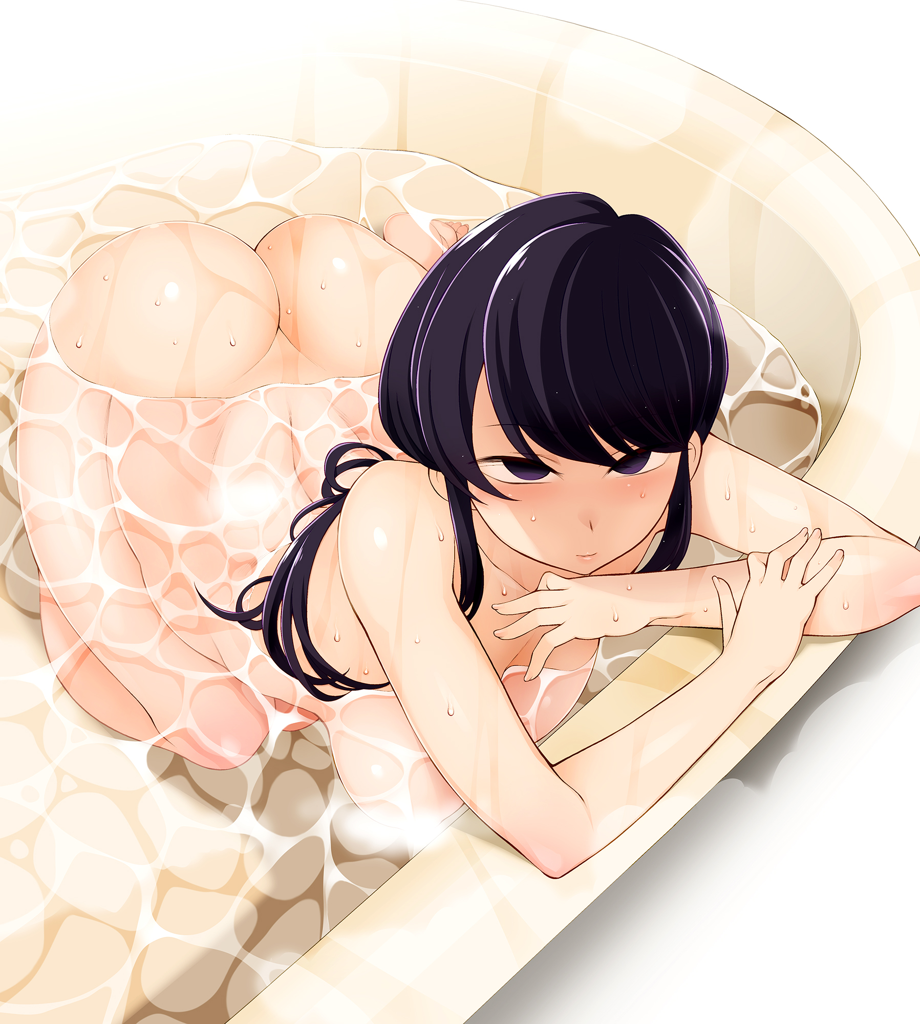 1girls, ass, breasts, bubble ass, bubble butt, female, komi shouko, komi-san wa komyushou desu, medium breasts, shower, showering