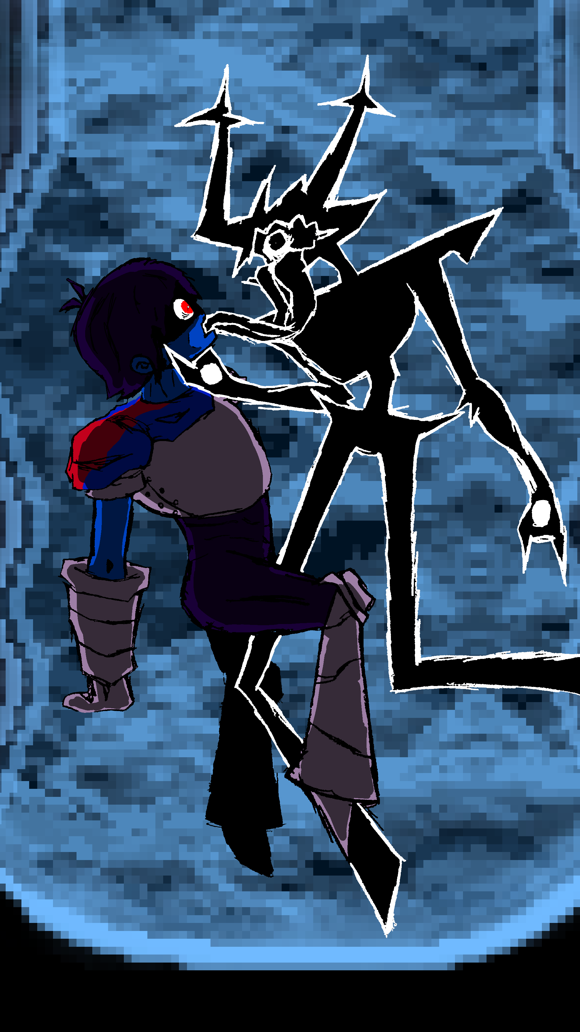 1boy, 1girls, antlers, deltarune, deltarune chapter 3, eye in mouth, female, kissing, kris (dark world form), kris (deltarune), long tongue, male, rape, raped, reverse rape, roaring knight, thin, tongue, undertale (series), video game character, video games