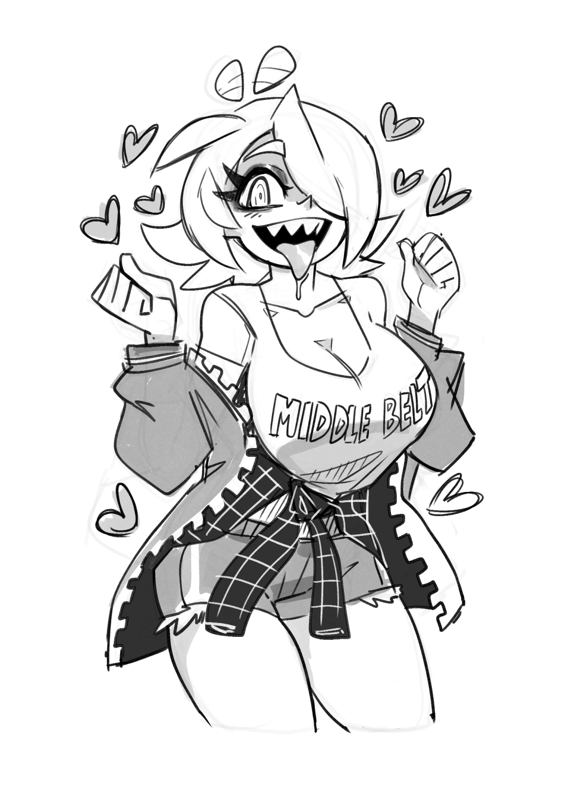 ass, big ass, big breasts, big butt, big hips, big thighs, breasts, cleavage, female, female focus, female only, gerph, hourglass figure, huge ass, huge breasts, huge butt, huge hips, huge thighs, large ass, large breasts, large butt, monochrome, skarp world, skarpne (skarp world), smile, solo, wide hips