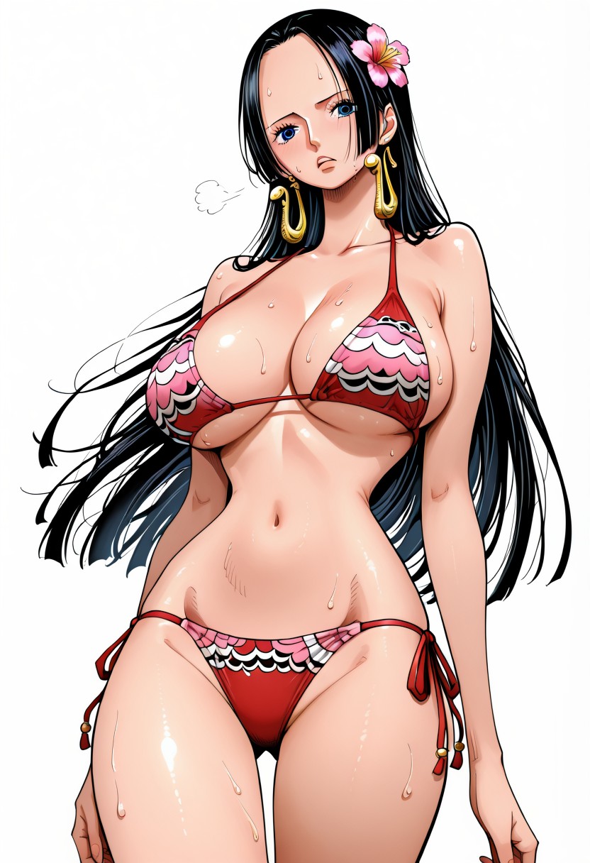 1girls, ai generated, bikini, black hair, black-haired female, boa hancock, female, female only, one piece, swimsuit