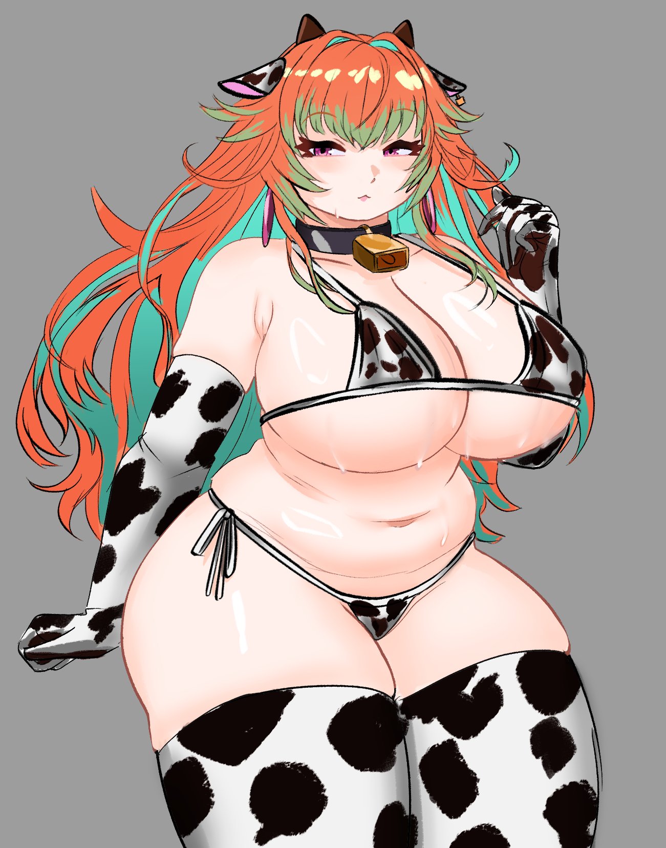 big breasts, breasts, cow bikini, cow print, female, hololive, hololive english, hololive myth, huge breasts, peagade, sweatdrop, sweaty, sweaty body, takanashi kiara, thick thighs, virtual youtuber