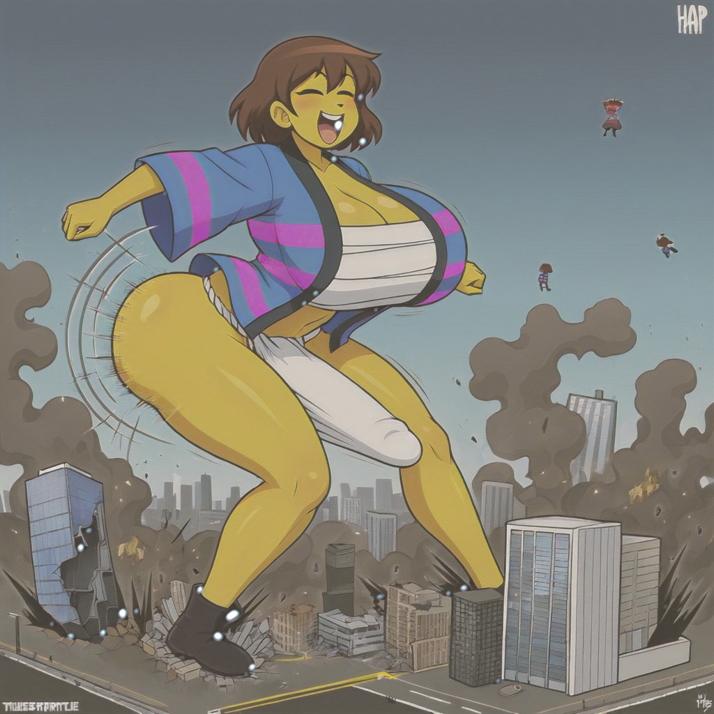 1futa ai_generated ass ass ass_clap ass_clapping ass_shake assquake big_ass big_breasts big_butt breasts city_destruction debris destruction earthquake erection erection_under_clothes erection_under_loincloth falling_debris falling_rocks frisk fundoshi fundoshi_futanari fundoshilover101 futanari giantess happi_(clothing) huge_ass huge_breasts huge_butt sarashi twerking undertale