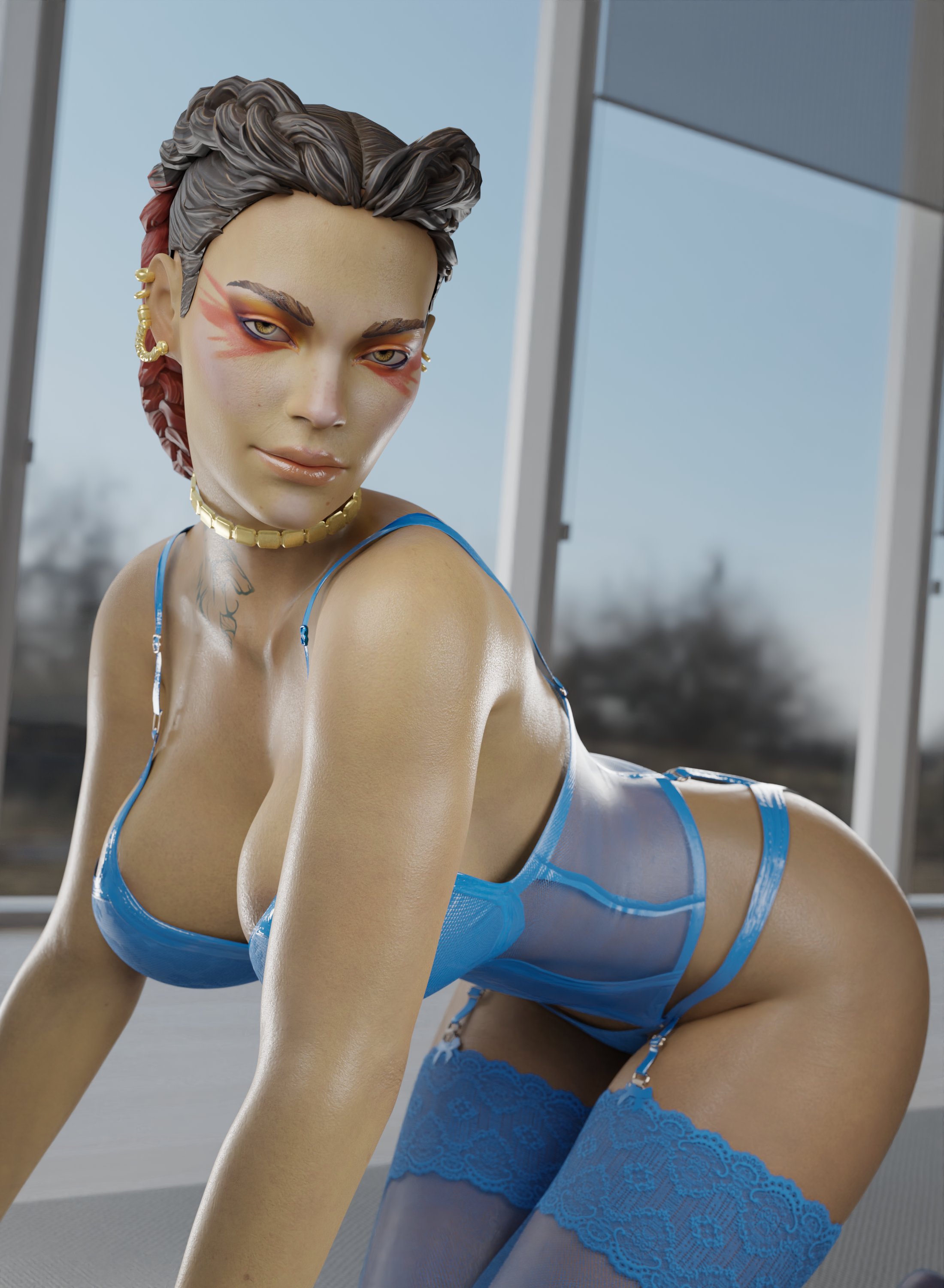 1girls, 3d, apex legends, big breasts, blender, breasts, dark skin, dark-skinned female, female, female only, francis brown, large breasts, loba (apex legends), solo