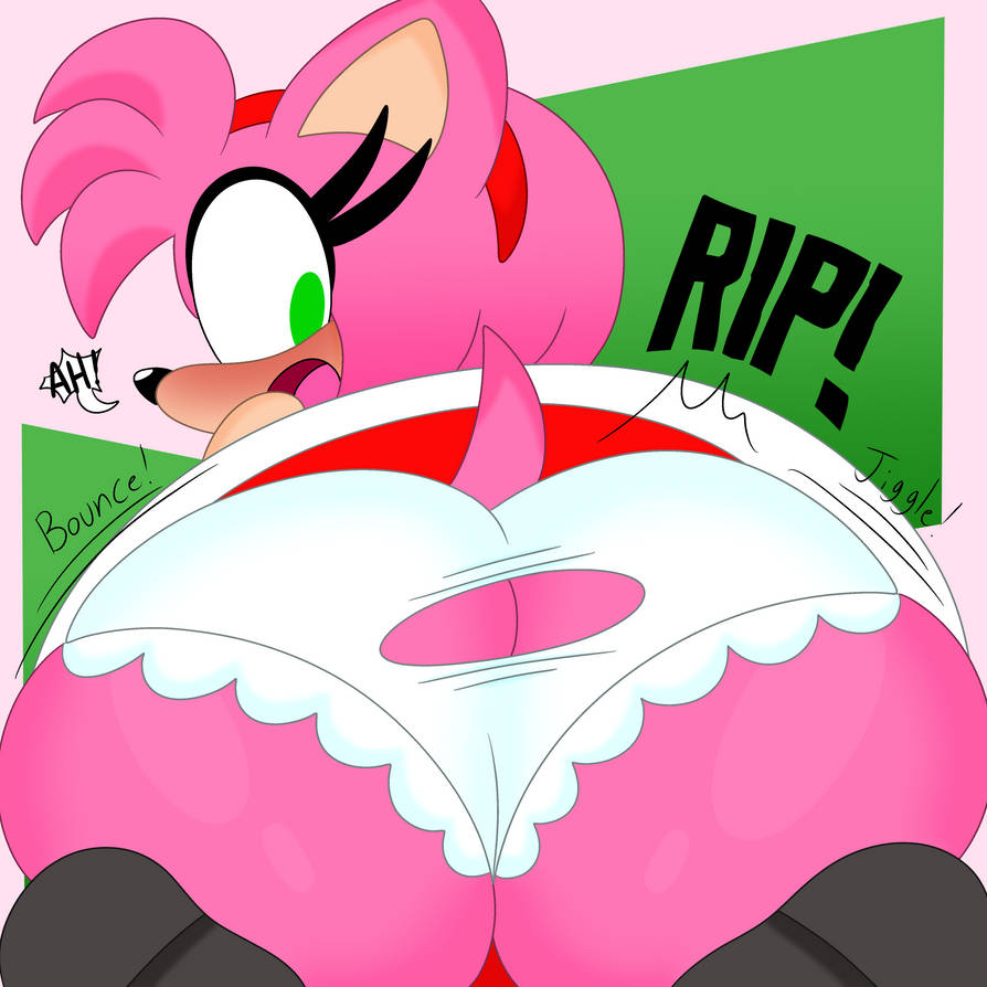 1girls, 3barts, amy rose, anthro, ass, ass cleavage, ass crack, big ass, butt crack, female, huge ass, panties, sega, solo, solo female, sonic (series), thick thighs, torn clothes, wardrobe malfunction