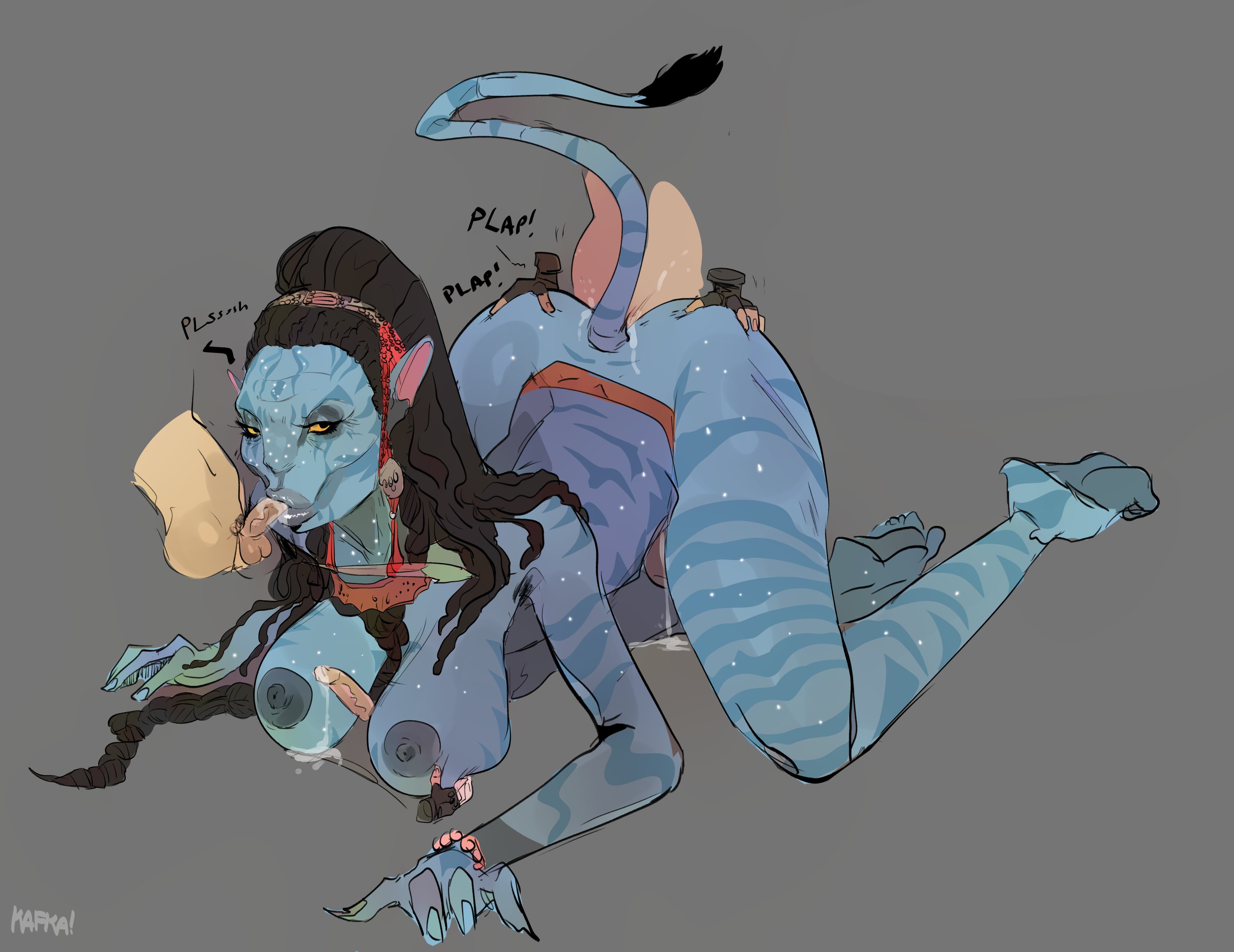 1girls, alien, alien girl, alien/human, anal, anal sex, annoyed, ass, ass grab, avatar, blowjob, blowjob face, blue skin, breasts, cum, doggy style, fellatio, female, human, interspecies, kafka art, long hair, male, milf, mo'at, multiple penises, na'vi, oral, oral sex, penis, pointy ears, tail, unseen male face